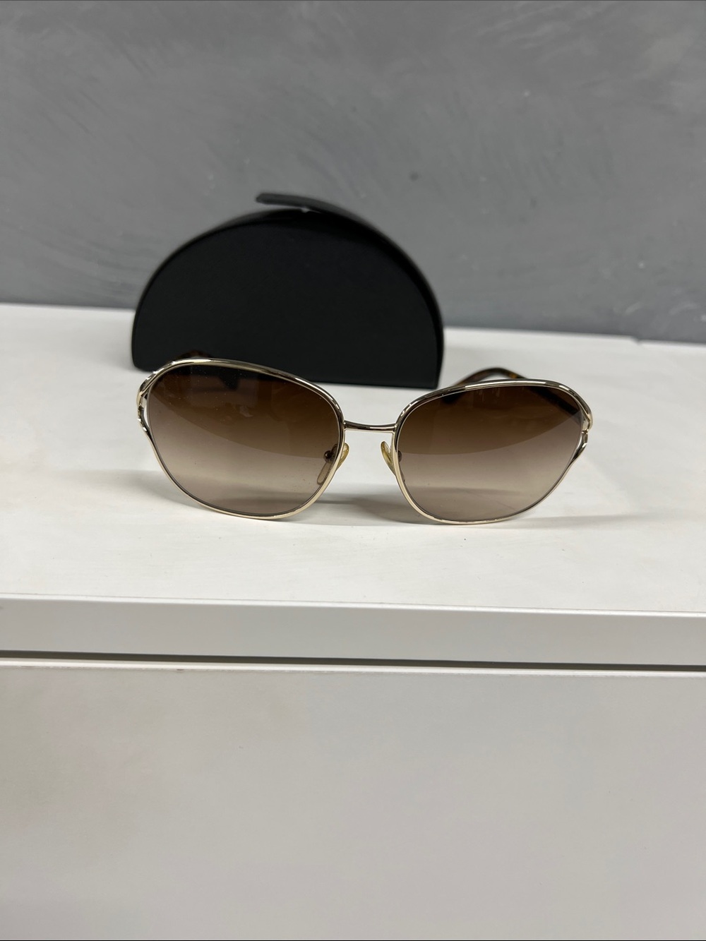 Prada Tortoise Metal Sunglasses with Brown Gradient Lenses